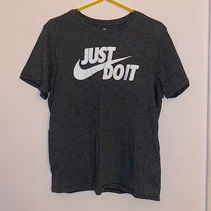 This is a Men’s Large Grey and White Nike Athletic Cut T-shirt